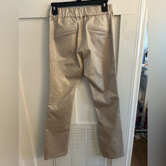 Bevy Flog Metallic beige Check elastic waist pocket straight pants - Picture 6 of 6